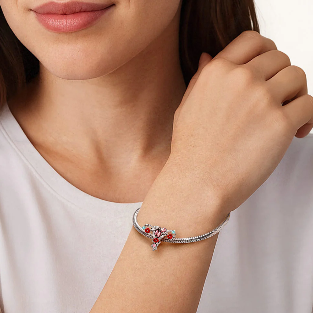 Gnoce Floral Uterus Charm Platinum-plated Silver Blend - Image 2