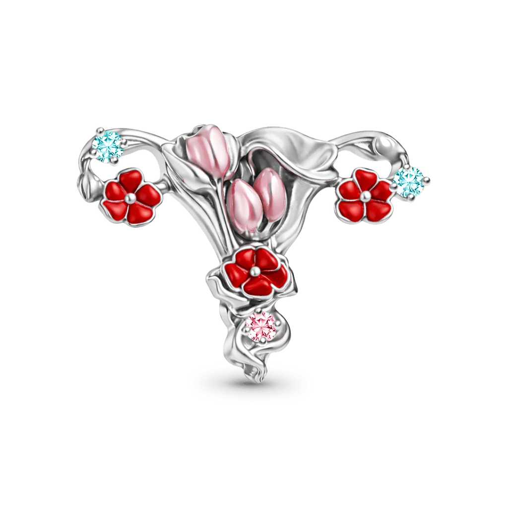 Gnoce Floral Uterus Charm Platinum-plated Silver Blend - Image 5