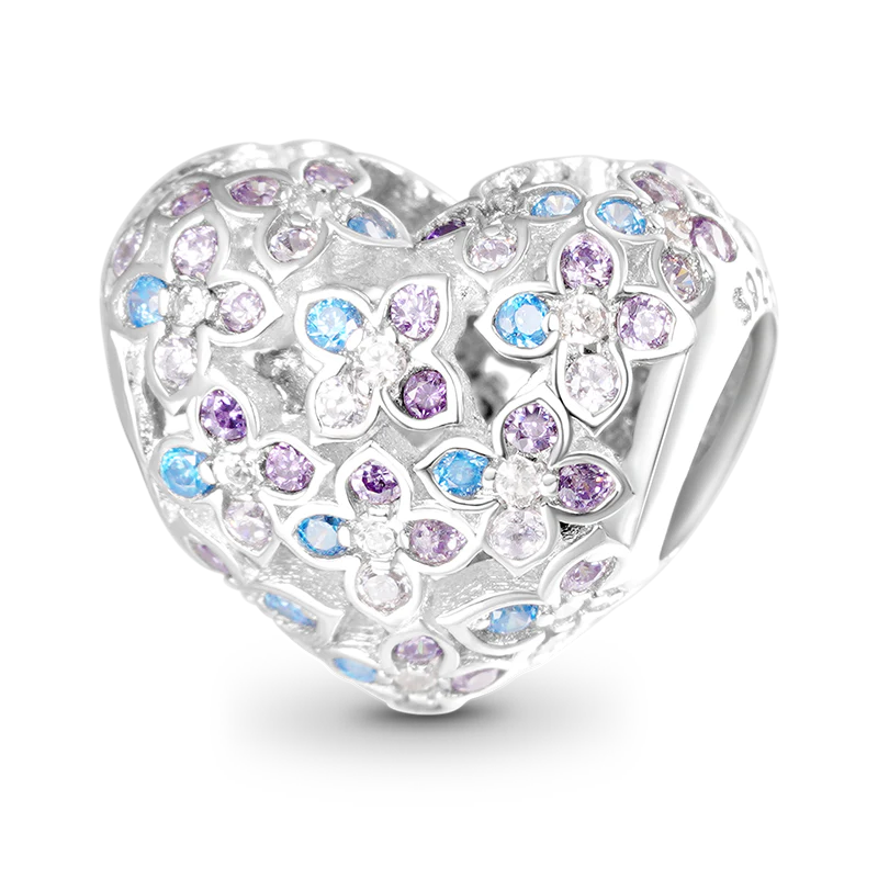 Gnoce Sparkling Flower Heart Charm