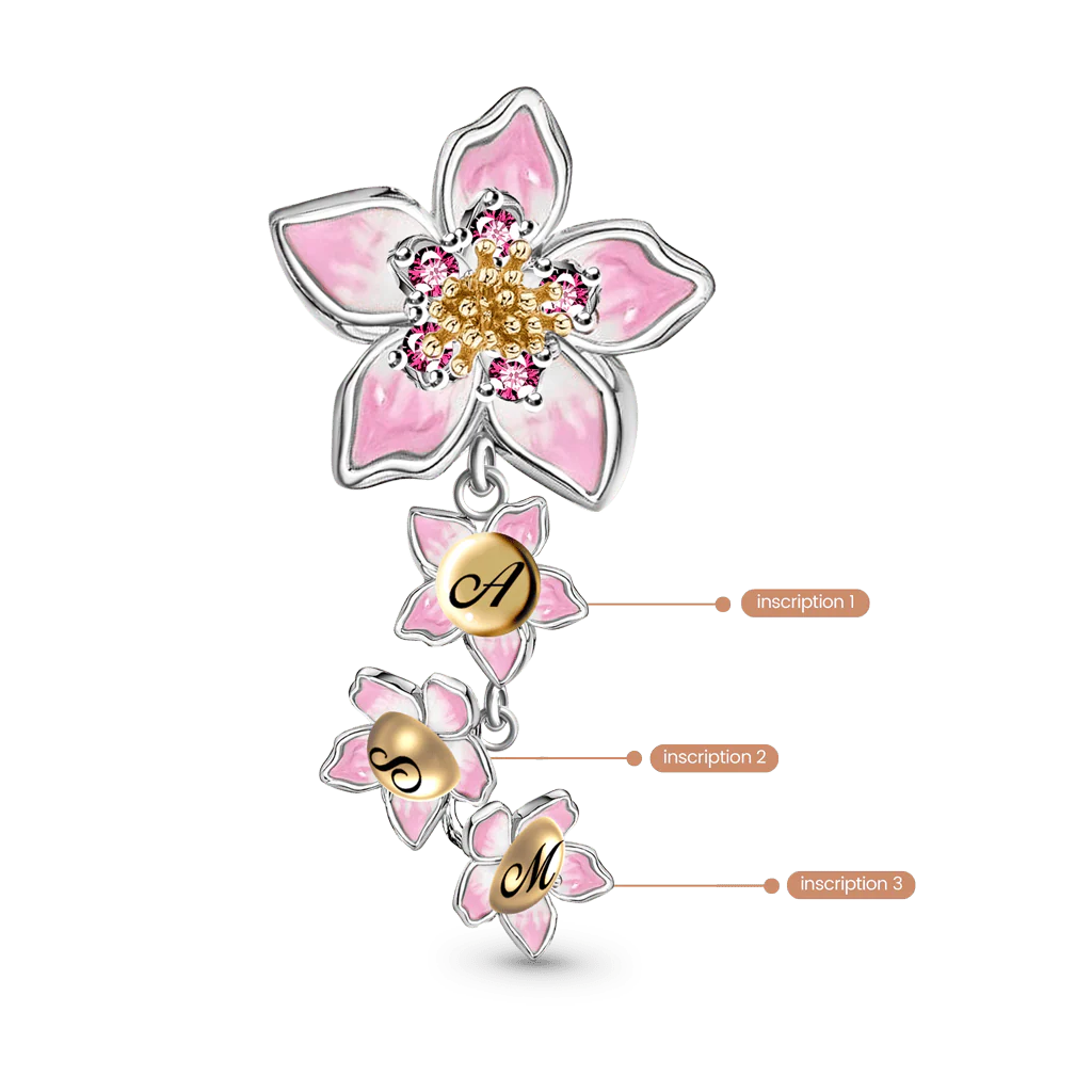 Gnoce Flower Mom with Babies Charm Platinum-plated Silver Blend - Image 2