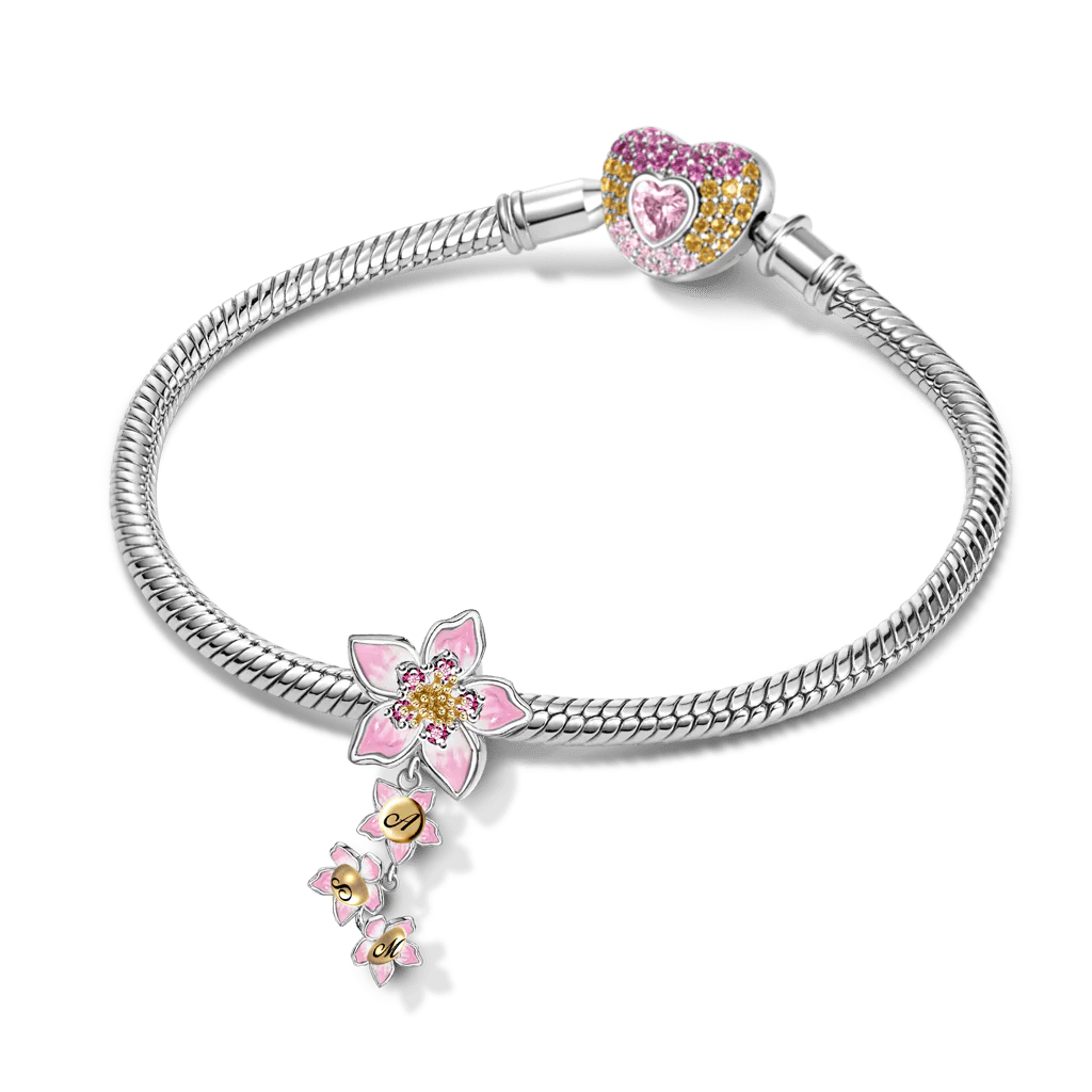 Gnoce Flower Mom with Babies Charm Platinum-plated Silver Blend - Image 4