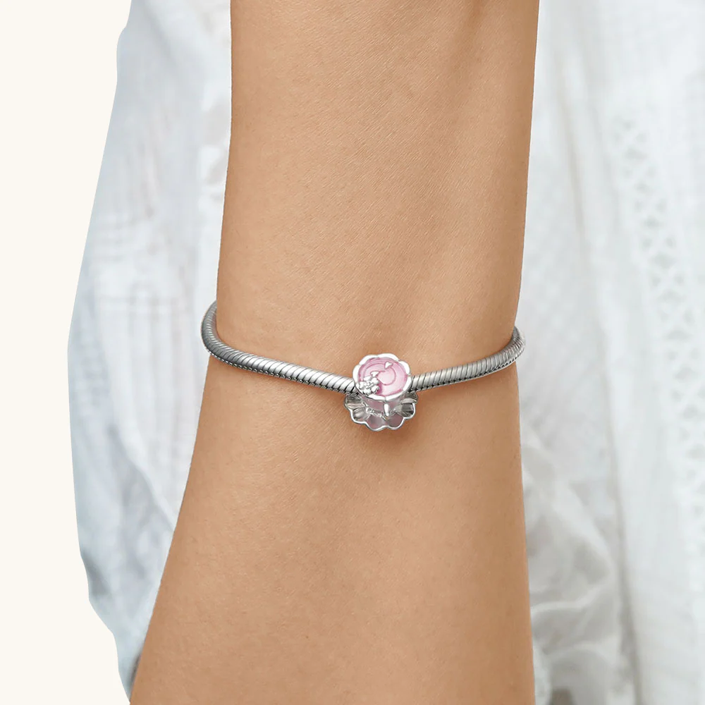 Gnoce Pink Flower Tea Cup Charm - Image 4