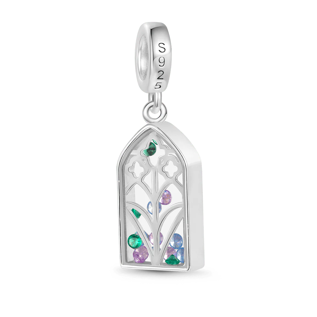 Gnoce Flower Window Charm Platinum-plated Silver Blend - Image 2