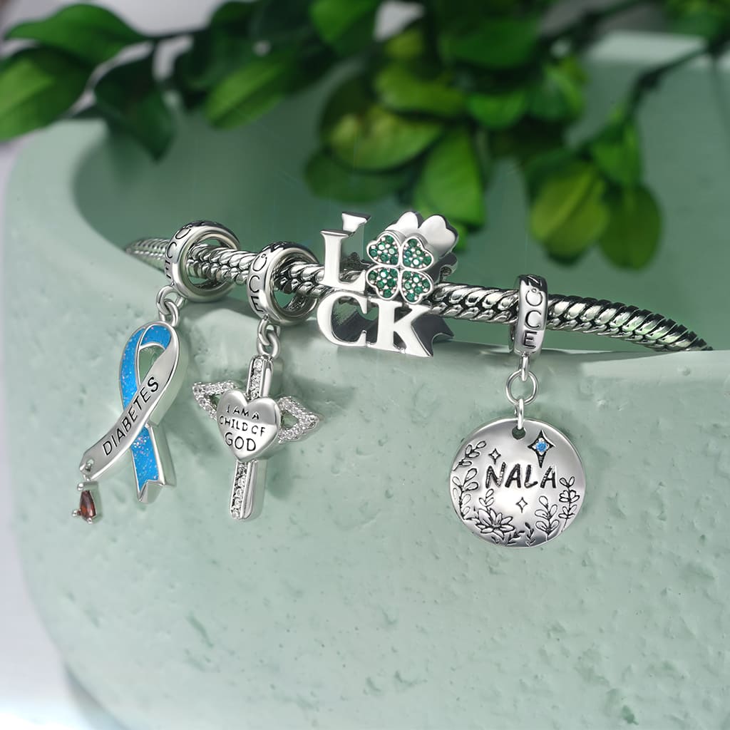 Gnoce Engravable Flowers Disk Charm Platinum-plated Silver Blend - Image 4