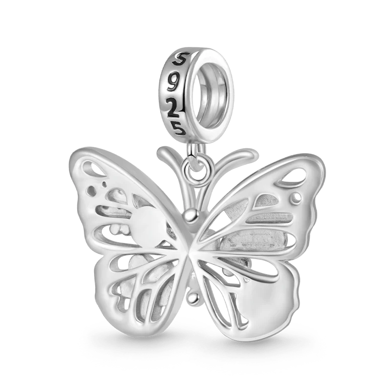 Gnoce Sparkling Flying Butterfly Moonstone Charm Platinum-plated Silver Blend - Image 2