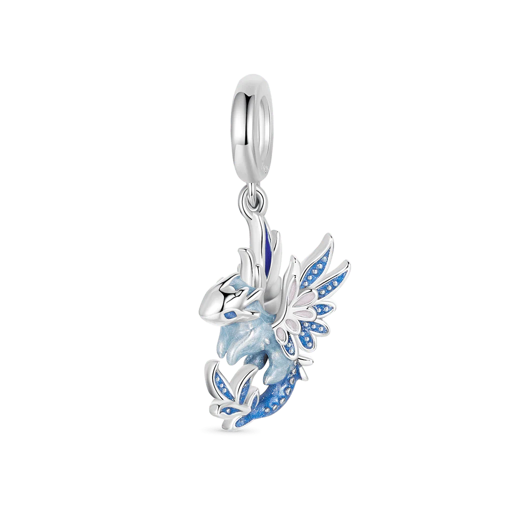 Gnoce Blue Flying Dragon Pendant Dangle Charm