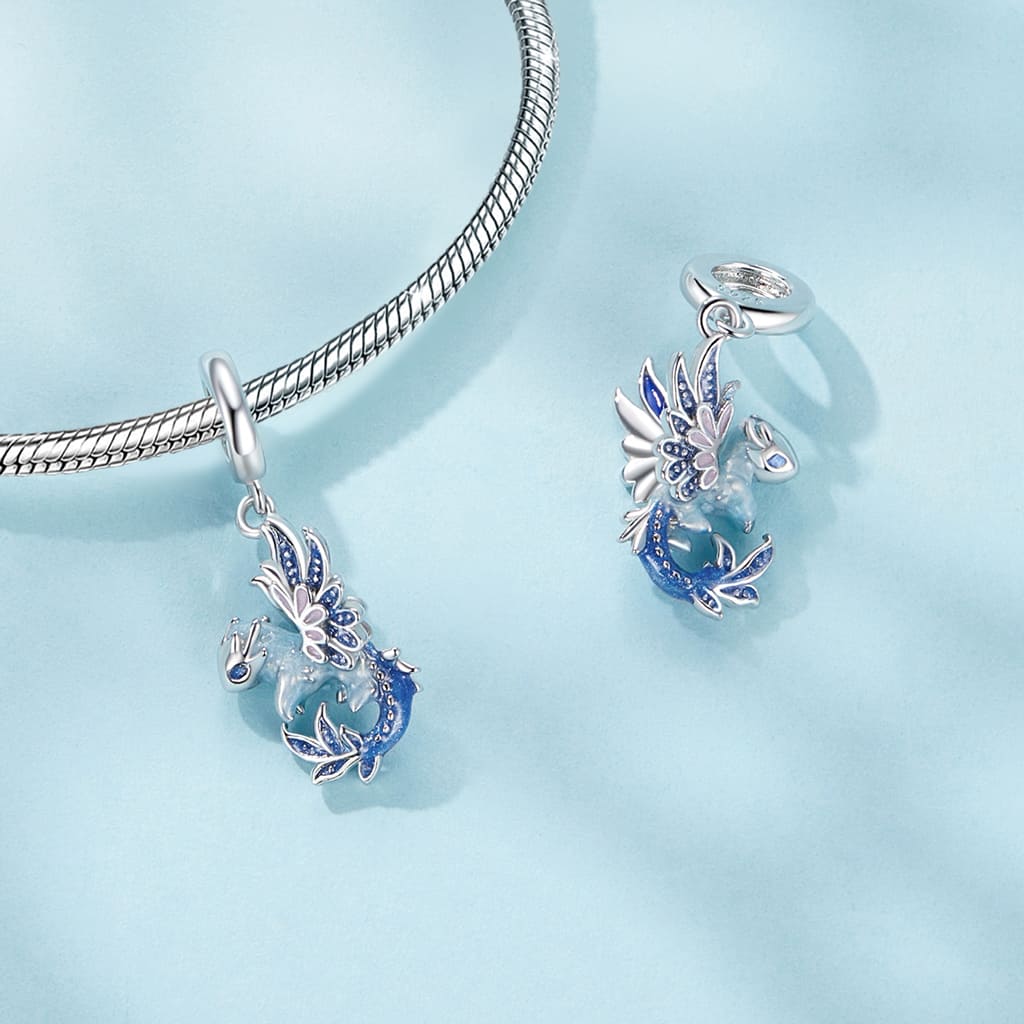 Gnoce Blue Flying Dragon Pendant Dangle Charm - Image 2