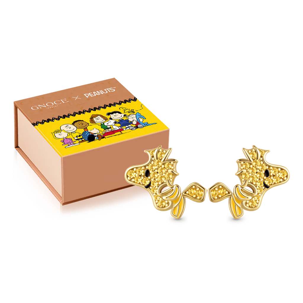 Gnoce Peanuts Smiling Flying Woodstock Diamond Stud Earrings - Image 2