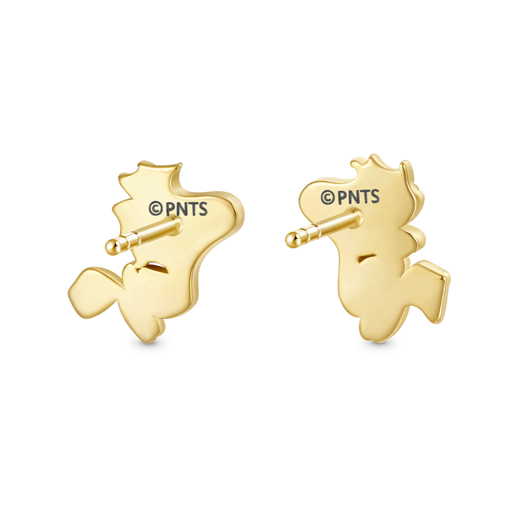 Gnoce Peanuts Smiling Flying Woodstock Diamond Stud Earrings - Image 3