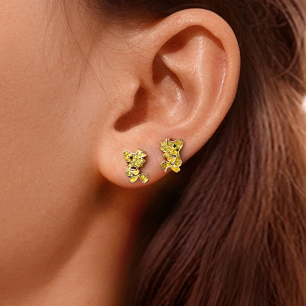 Gnoce Peanuts Smiling Flying Woodstock Diamond Stud Earrings - Image 6