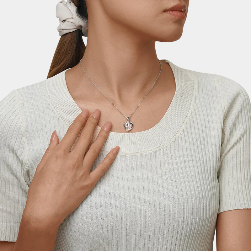 Gnoce Baby Footprints & Heart Engravable Charm Platinum-plated Silver Blend - Image 3