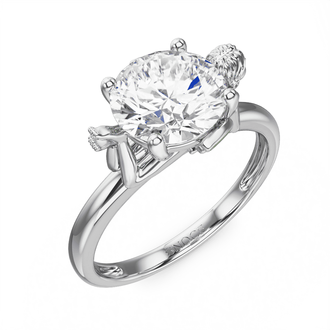 Gnoce Glow-in-the-Dark Forest Elves Embraces Moissanite Ring Platinum-plated Silver Blend - Image 3