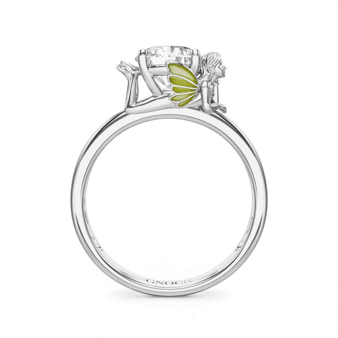 Gnoce Glow-in-the-Dark Forest Elves Embraces Moissanite Ring Platinum-plated Silver Blend - Image 5