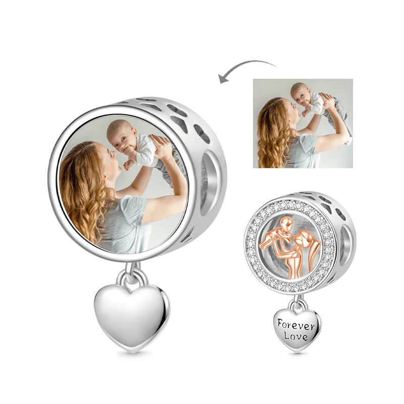 Gnoce Forever Love Personalized Photo Charm Platinum-plated Silver Blend
