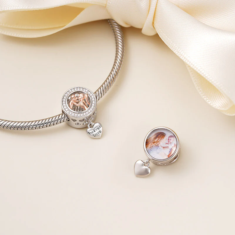 Gnoce Forever Love Personalized Photo Charm Platinum-plated Silver Blend - Image 2