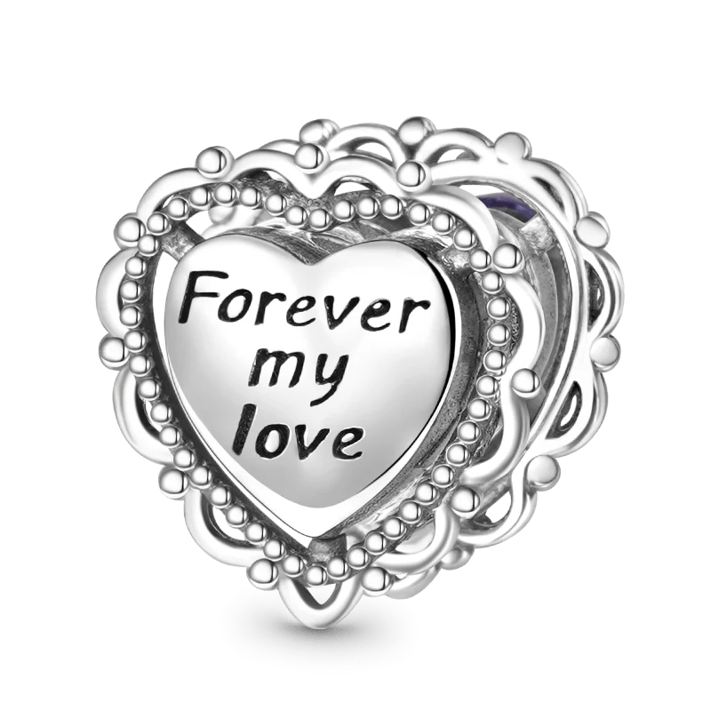 Gnoce Sparkling "Forever my love" Heart Charm - Image 2
