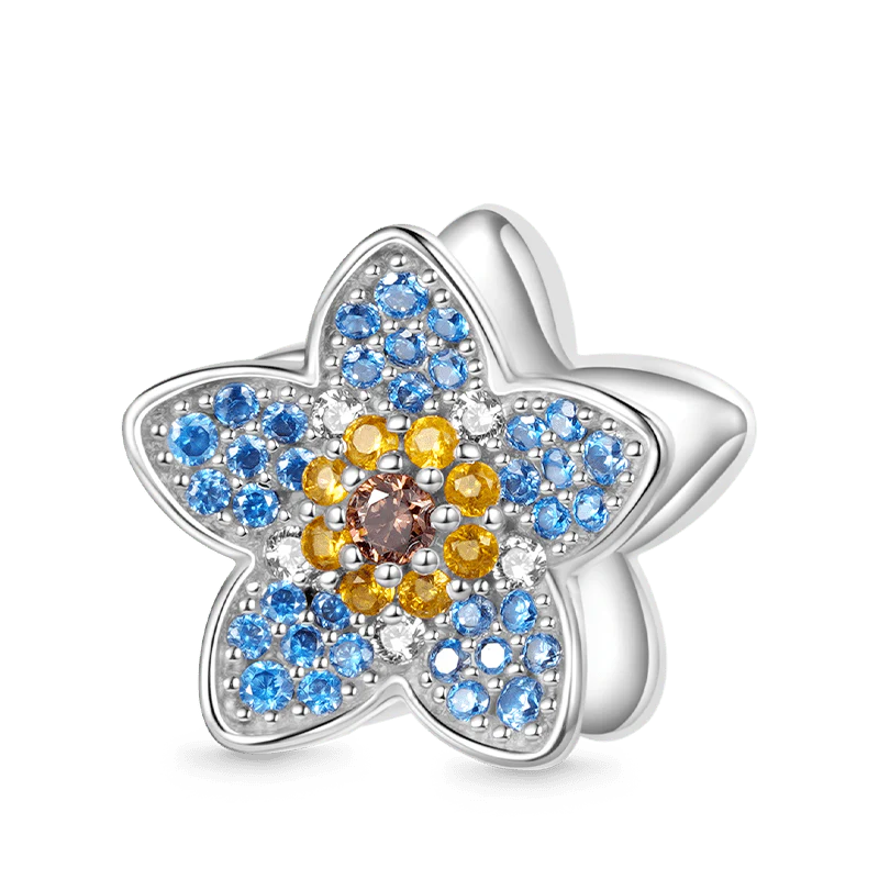Gnoce Blooming Forget-Me-Not Flower Charm Platinum-plated Silver Blend