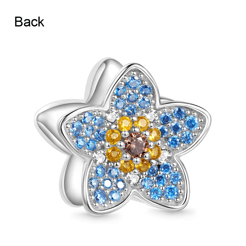 Gnoce Blooming Forget-Me-Not Flower Charm Platinum-plated Silver Blend - Image 2