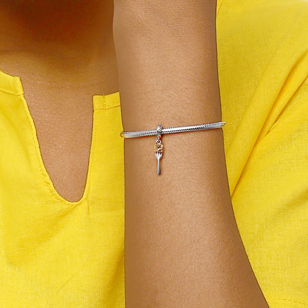 Gnoce Fork & Pasta Charm Platinum-plated Silver Blend - Image 4