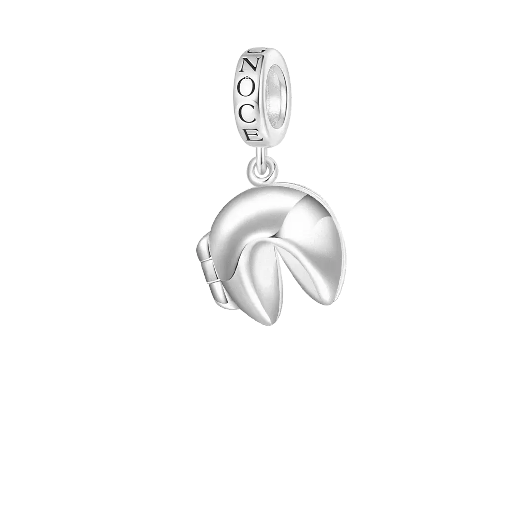 Gnoce Engravable Fortune Cookie Charm Platinum-plated Silver Blend