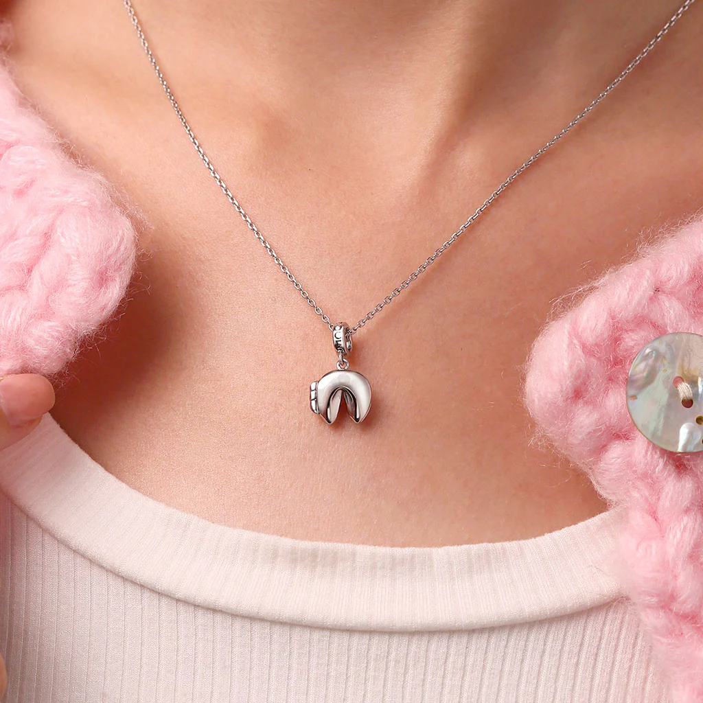 Gnoce Engravable Fortune Cookie Charm Platinum-plated Silver Blend - Image 7