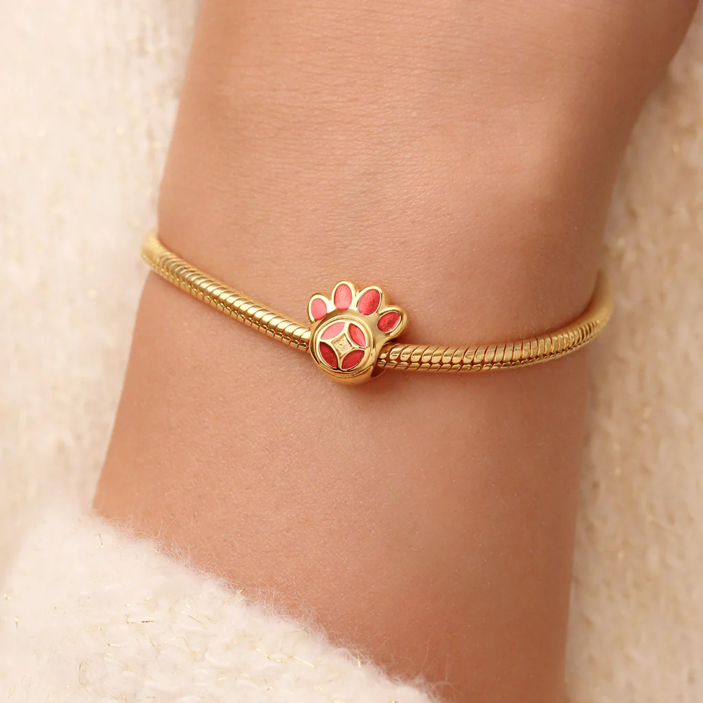 Gnoce Gold Plated Fortune Paw Print Charm - Image 6