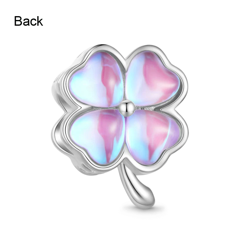 Gnoce Pink Heart Four Leaf Clover Charm - Image 2
