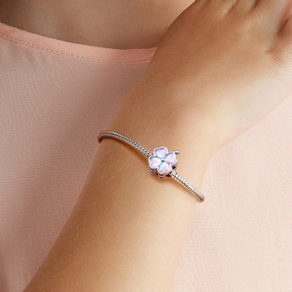 Gnoce Pink Heart Four Leaf Clover Charm - Image 5