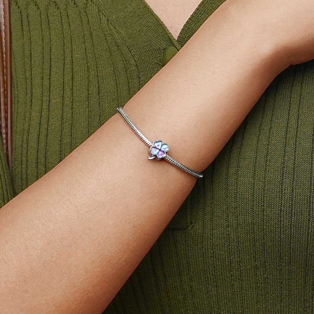 Gnoce Pink Heart Four Leaf Clover Charm - Image 5
