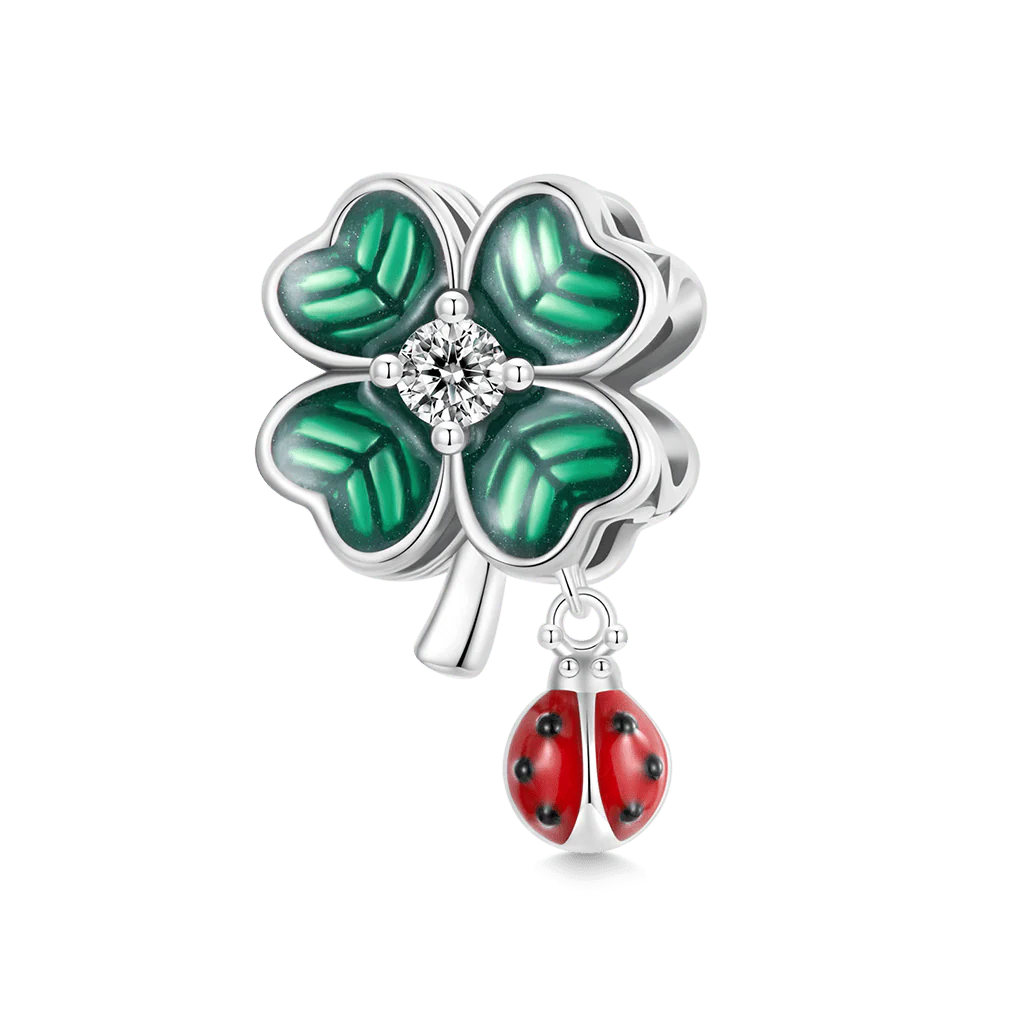 Gnoce Four Leaf Clover Ladybug Charm