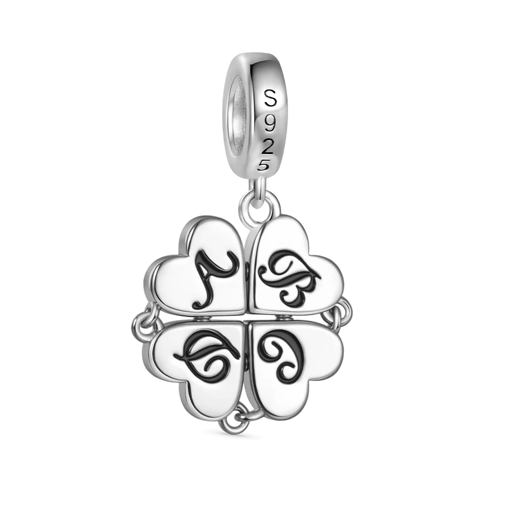 Gnoce Engravable Magnetic Clover Birthstone Charm Platinum-plated Silver Blend - Image 3