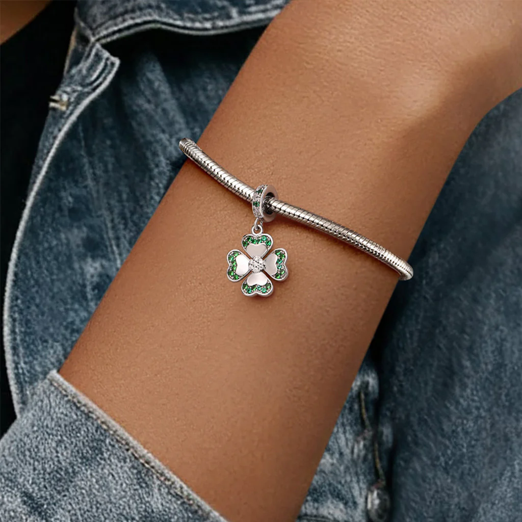 Gnoce Lucky Four-leaf Clover Pendant Dangle Charm - Image 2