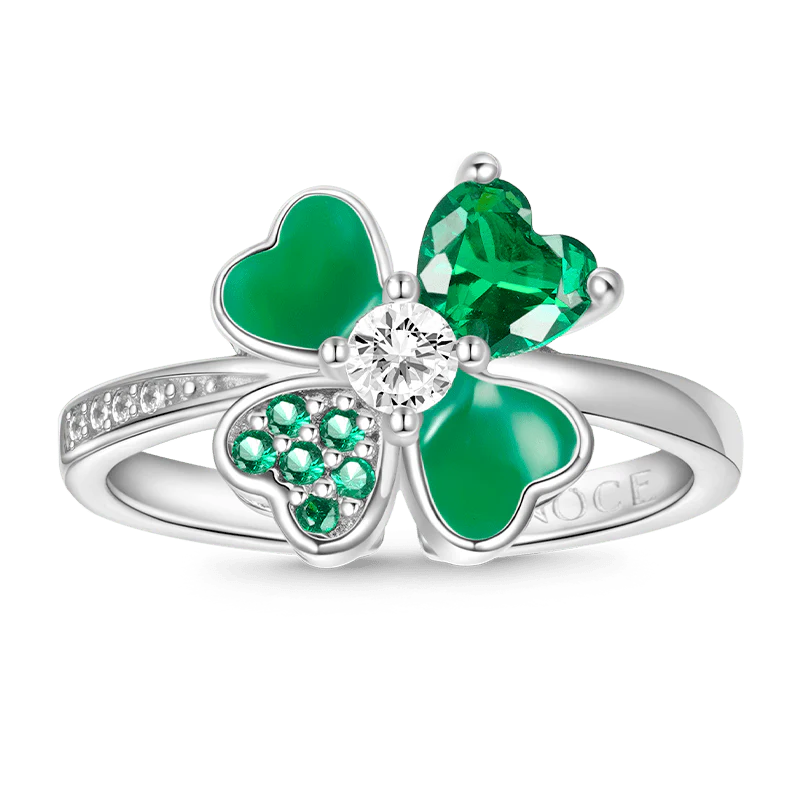 Gnoce Lucky Four Leaf Clover Adjustable Ring