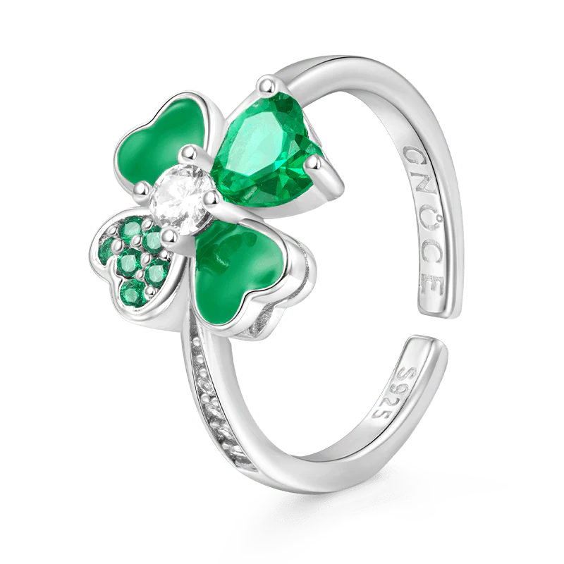 Gnoce Lucky Four Leaf Clover Adjustable Ring - Image 2