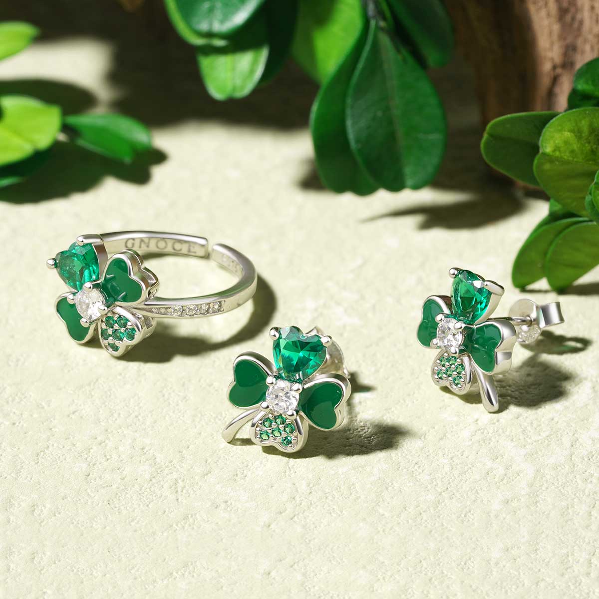 Gnoce Lucky Four Leaf Clover Adjustable Ring - Image 3