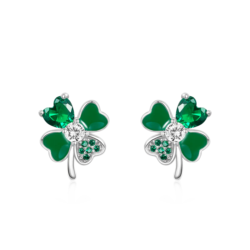 Gnoce Lucky Four Leaf Clover Stud Earrings
