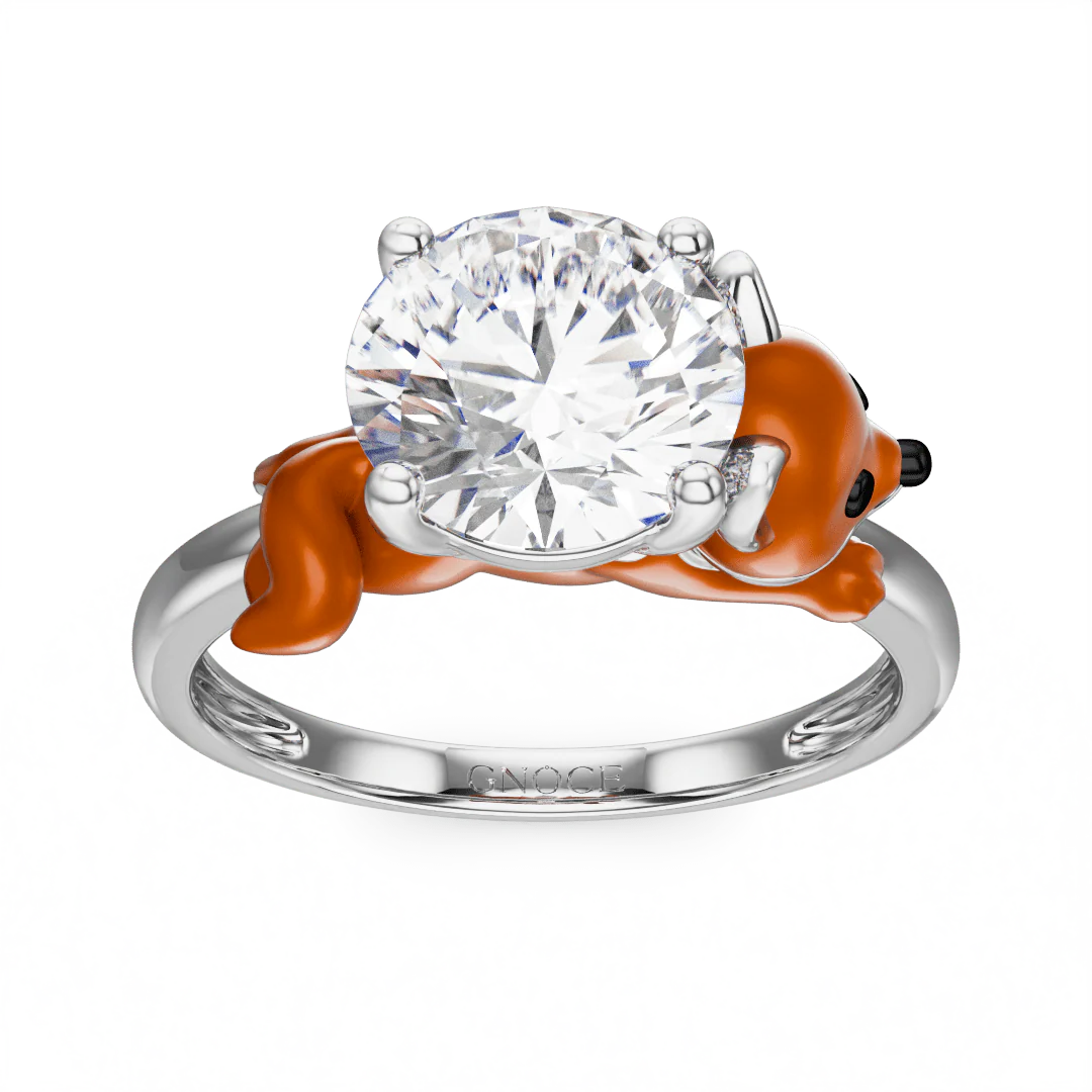 Gnoce Fox Embraces Moissanite Ring Platinum-plated Silver Blend - Image 2