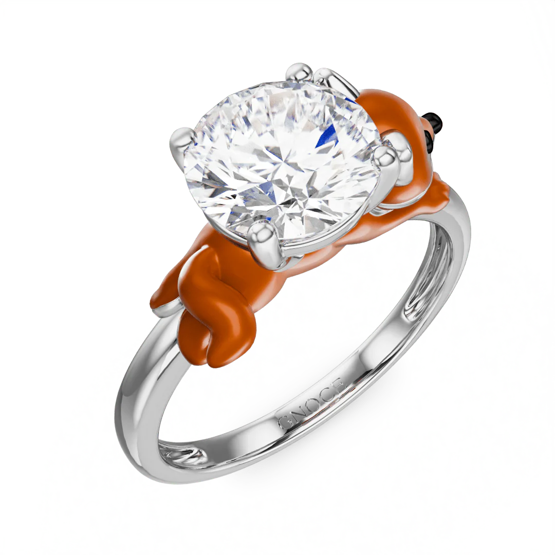 Gnoce Fox Embraces Moissanite Ring Platinum-plated Silver Blend - Image 3