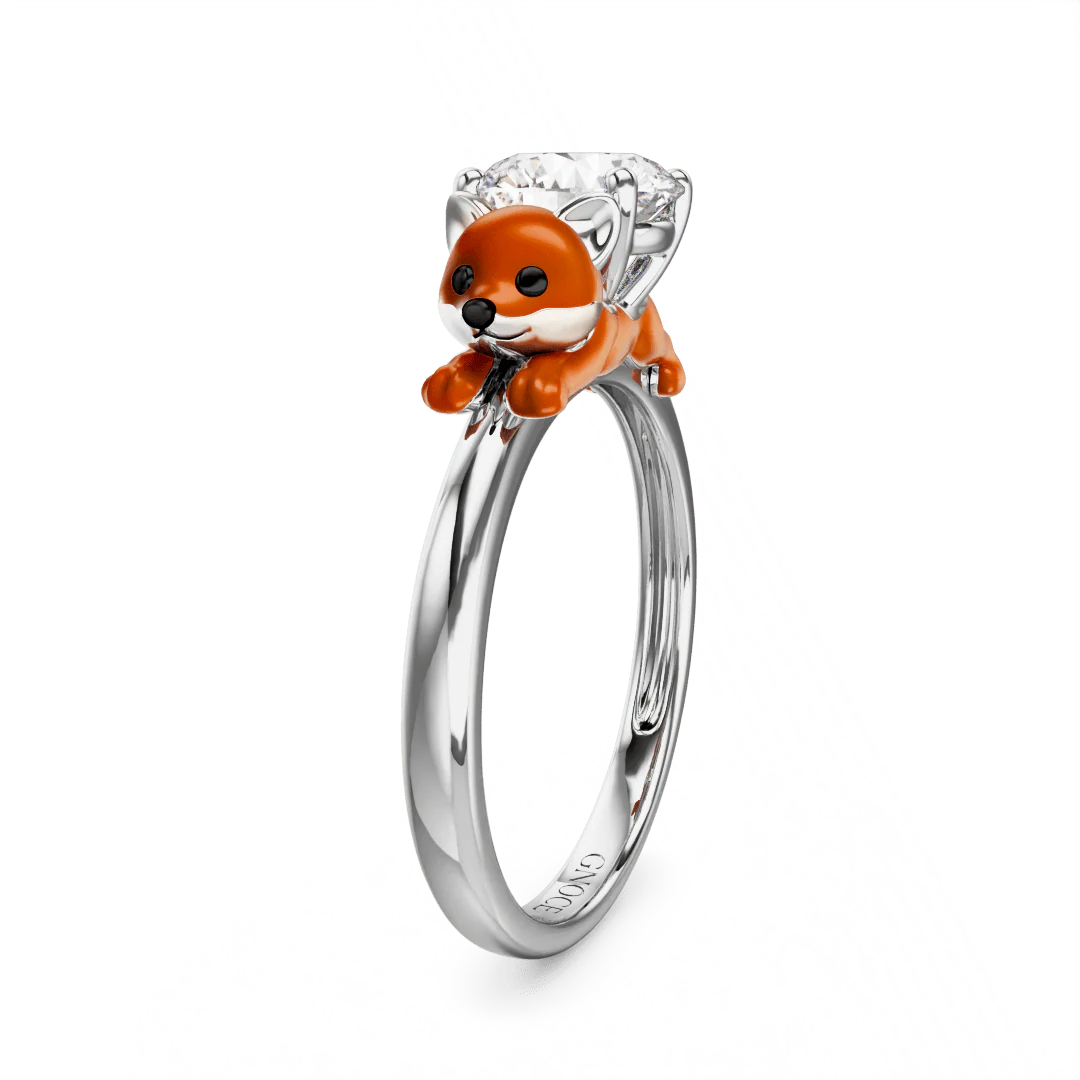 Gnoce Fox Embraces Moissanite Ring Platinum-plated Silver Blend - Image 4