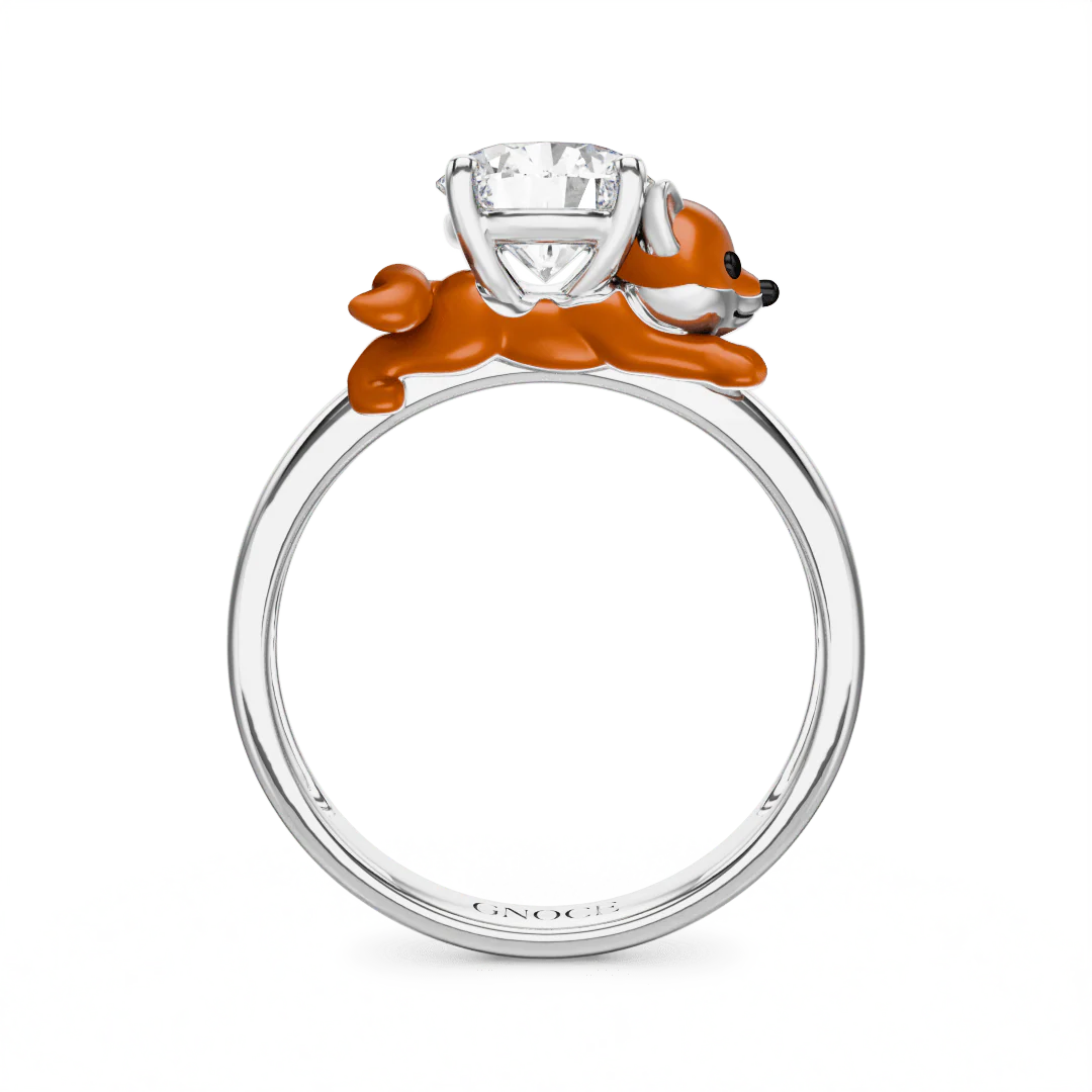 Gnoce Fox Embraces Moissanite Ring Platinum-plated Silver Blend - Image 5