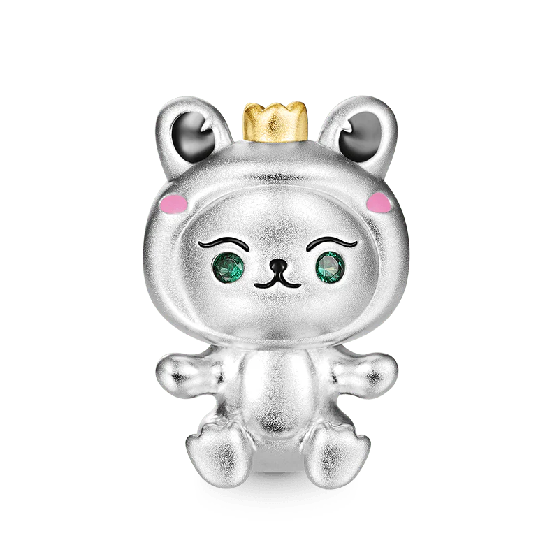 Gnoce Friendly Frog Animal Charm Platinum-plated Silver Blend