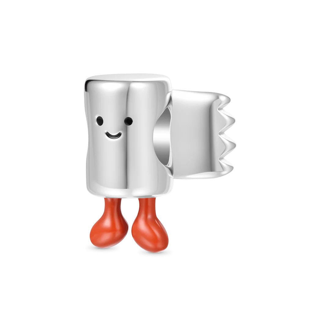 Gnoce Engravable Funny Toilet Paper Shaped Charm Platinum-plated Silver Blend