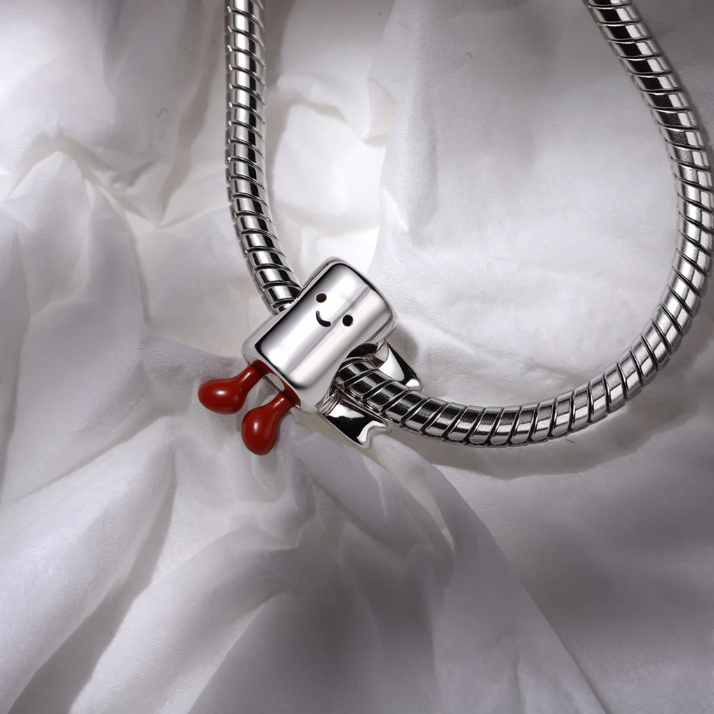 Gnoce Engravable Funny Toilet Paper Shaped Charm Platinum-plated Silver Blend - Image 4