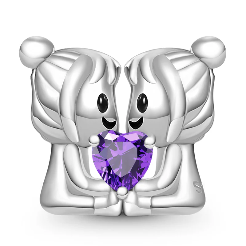 Gnoce Gemini Zodiac Sign Embraces Heart Gem Charm