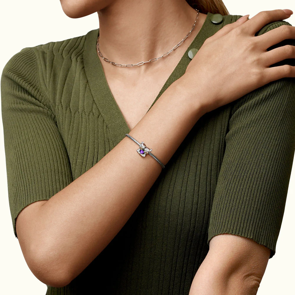 Gnoce Gemini Zodiac Sign Embraces Heart Gem Charm - Image 3