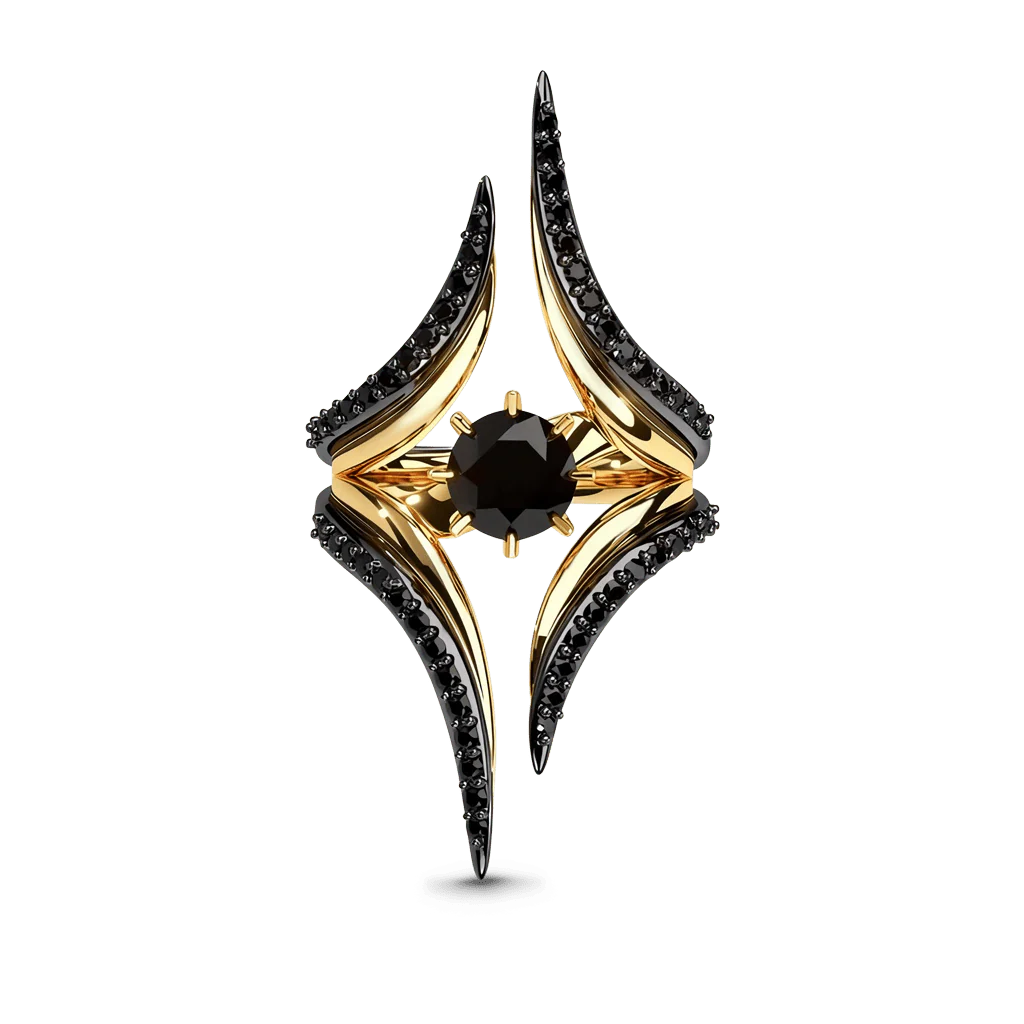 Gnoce Geometric Spire Round-Cut Moissanite Ring