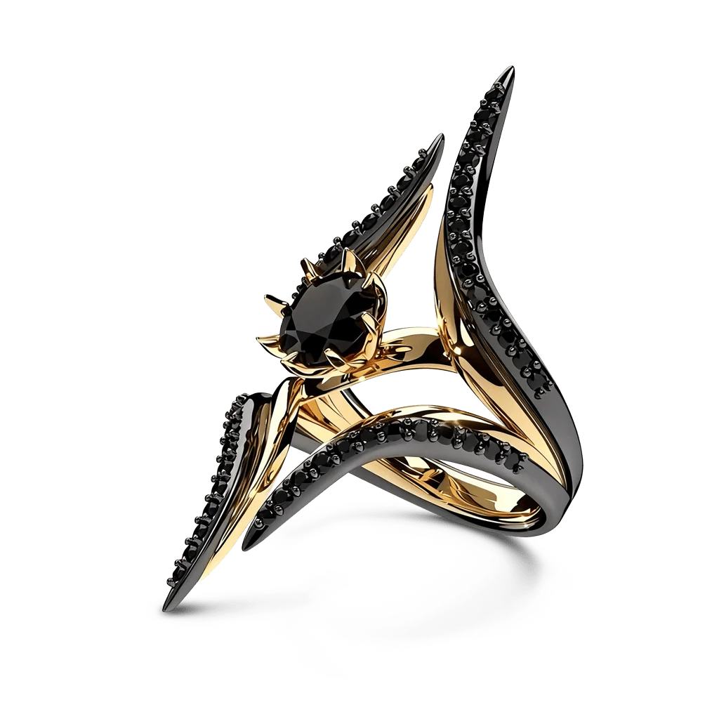 Gnoce Geometric Spire Round-Cut Moissanite Ring - Image 5