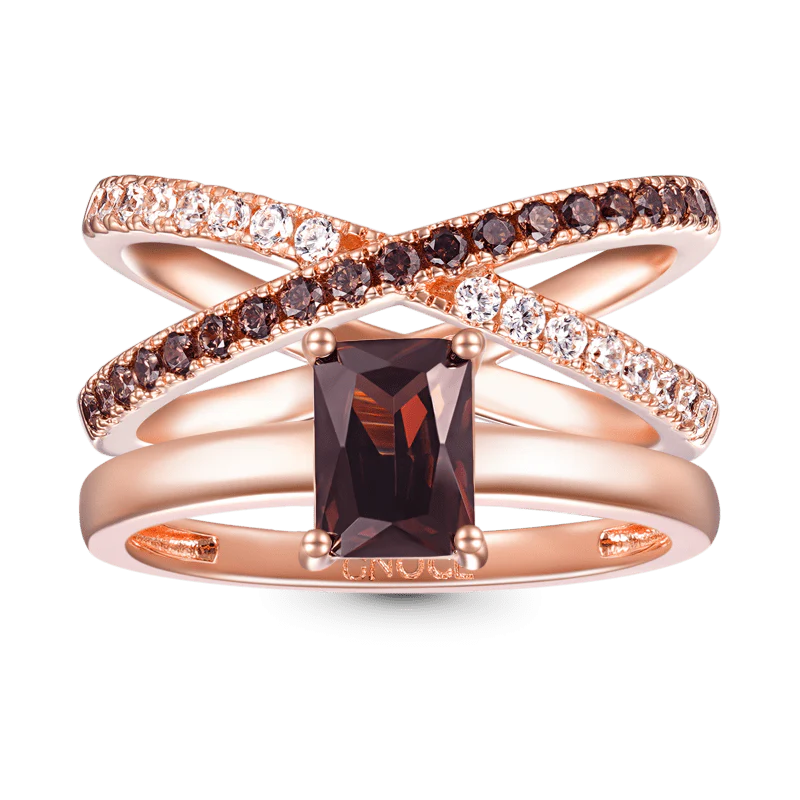 Gnoce Radiant-cut Geometric Stackable Ring Set Platinum-plated Silver Blend