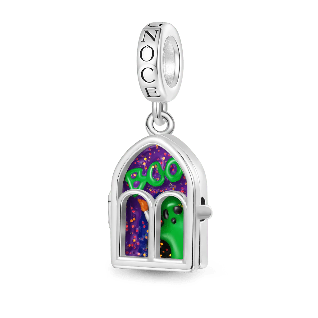 Gnoce Halloween Ghost Boo Spooky Window Charm Platinum-plated Silver Blend - Image 2