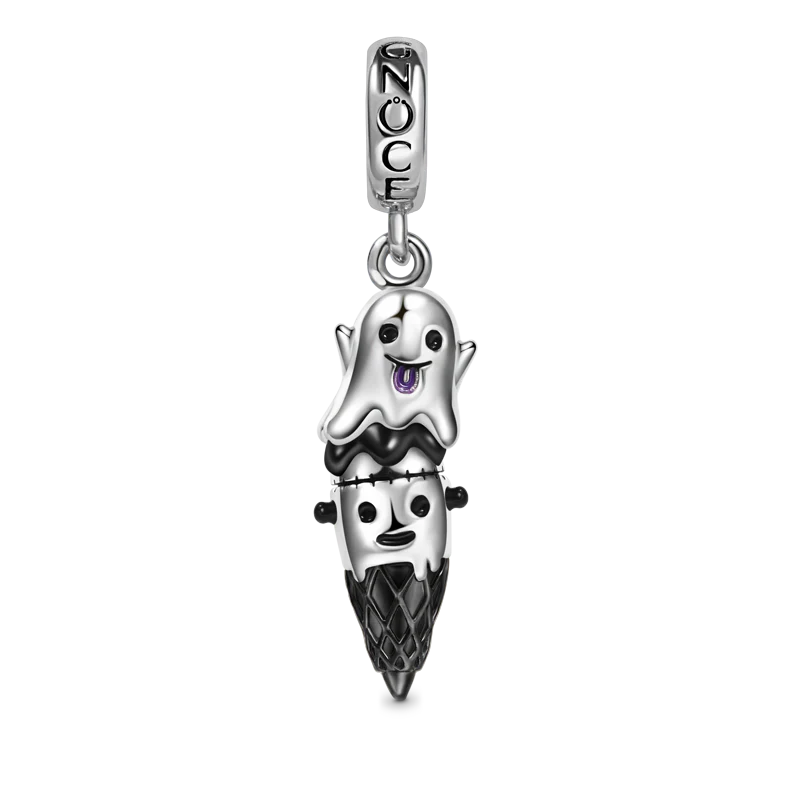 Gnoce Halloween Ghost Ice Cream Cone Charm Platinum-plated Silver Blend